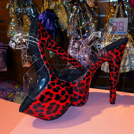 7in Multicolors Leopard Clear X Strap Heels