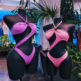 Pink & Purple Rhinestones Bodysuit Dancewear ( Size L )