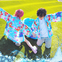 Disco Oranda Goldfish Baby Blue Kimono Jacket