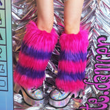 Thick Multicolors Striped Furry Leg Warmers