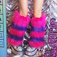 Thick Multicolors Striped Furry Leg Warmers