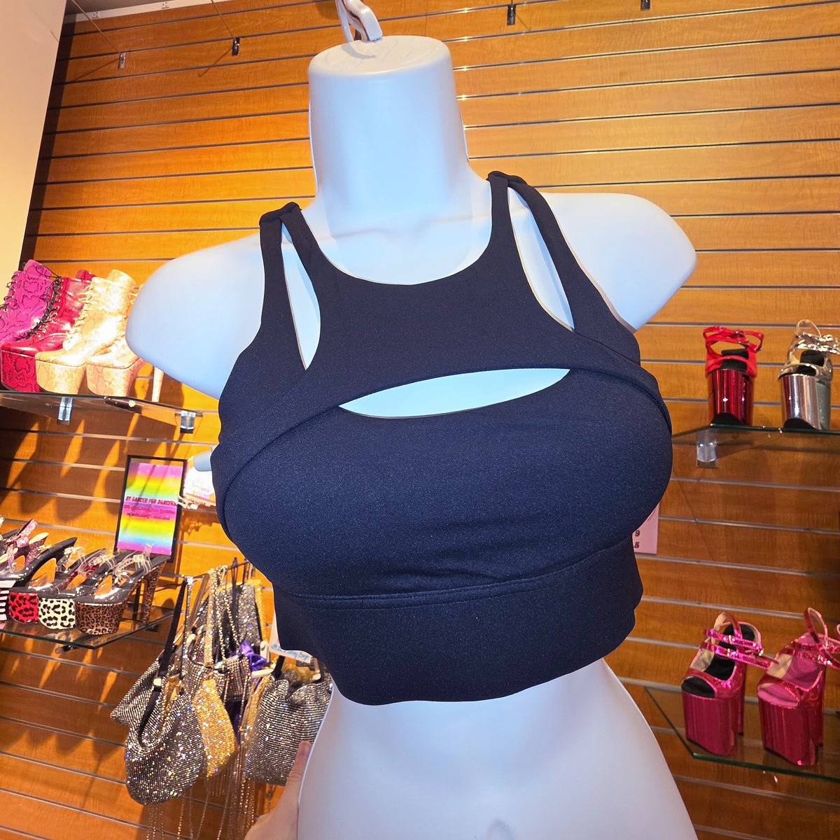 Sexy Black/Grey Workout Sport Top