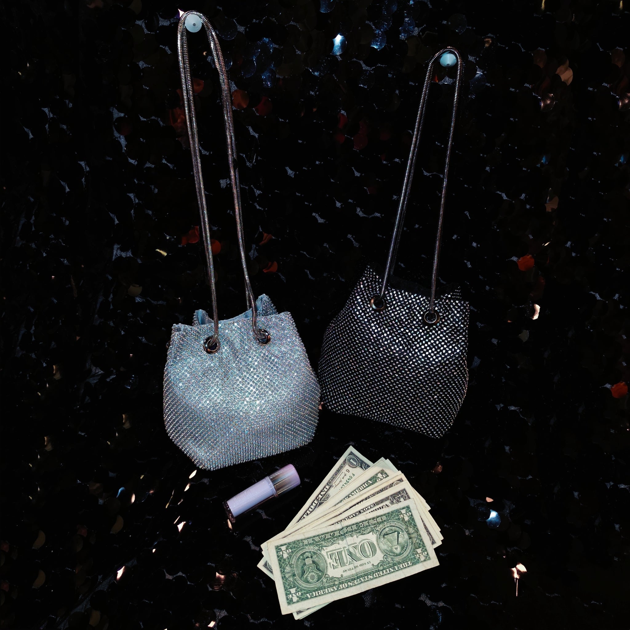 Long Straps Small Rhinestones Money Bag