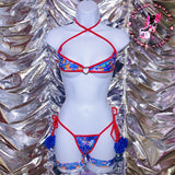 Disco Oranda Goldfish Baby/Navy Blue Micro-Bikini 3 Piece Set