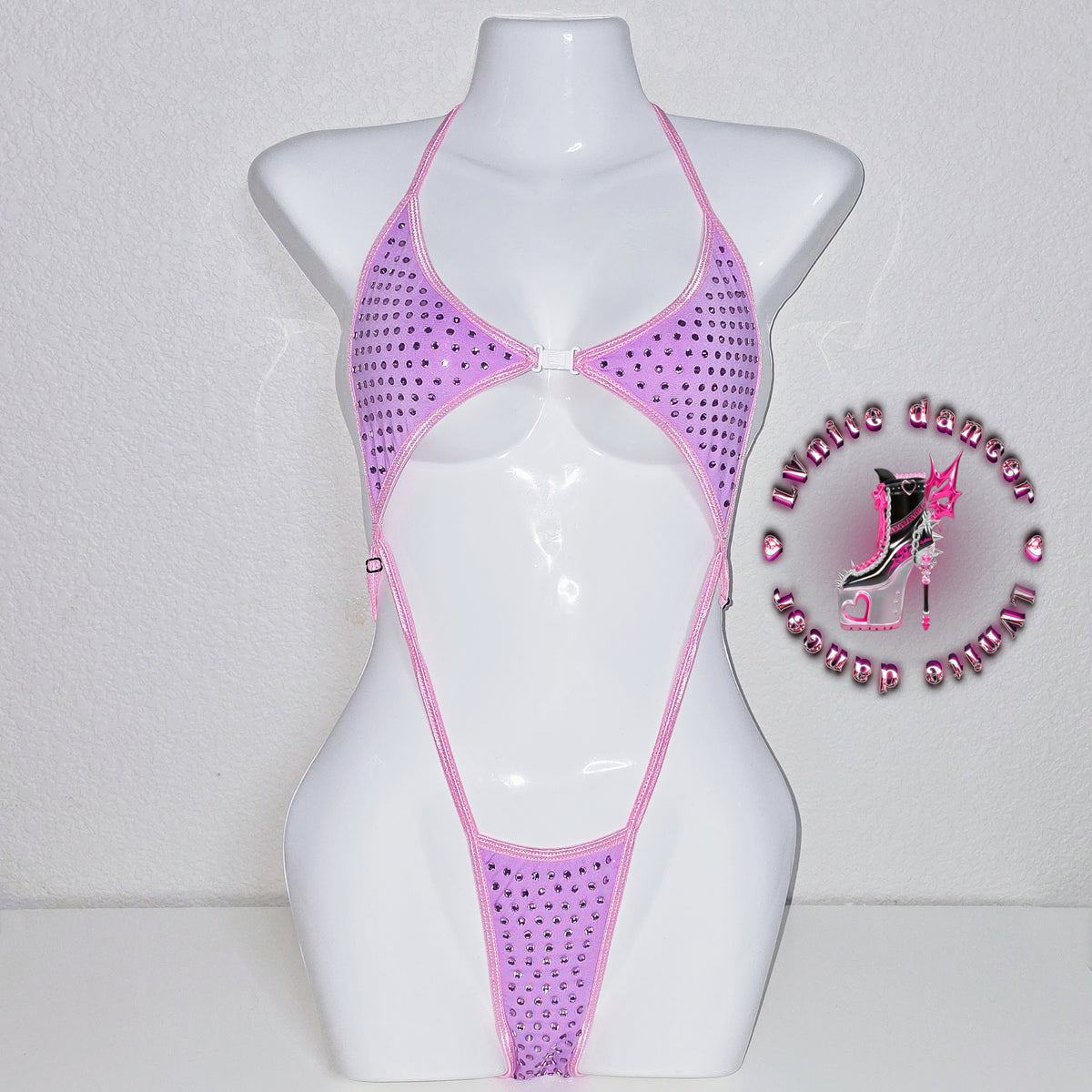 Multicolors Rhinestones Slingshot Bodysuit Adjustable