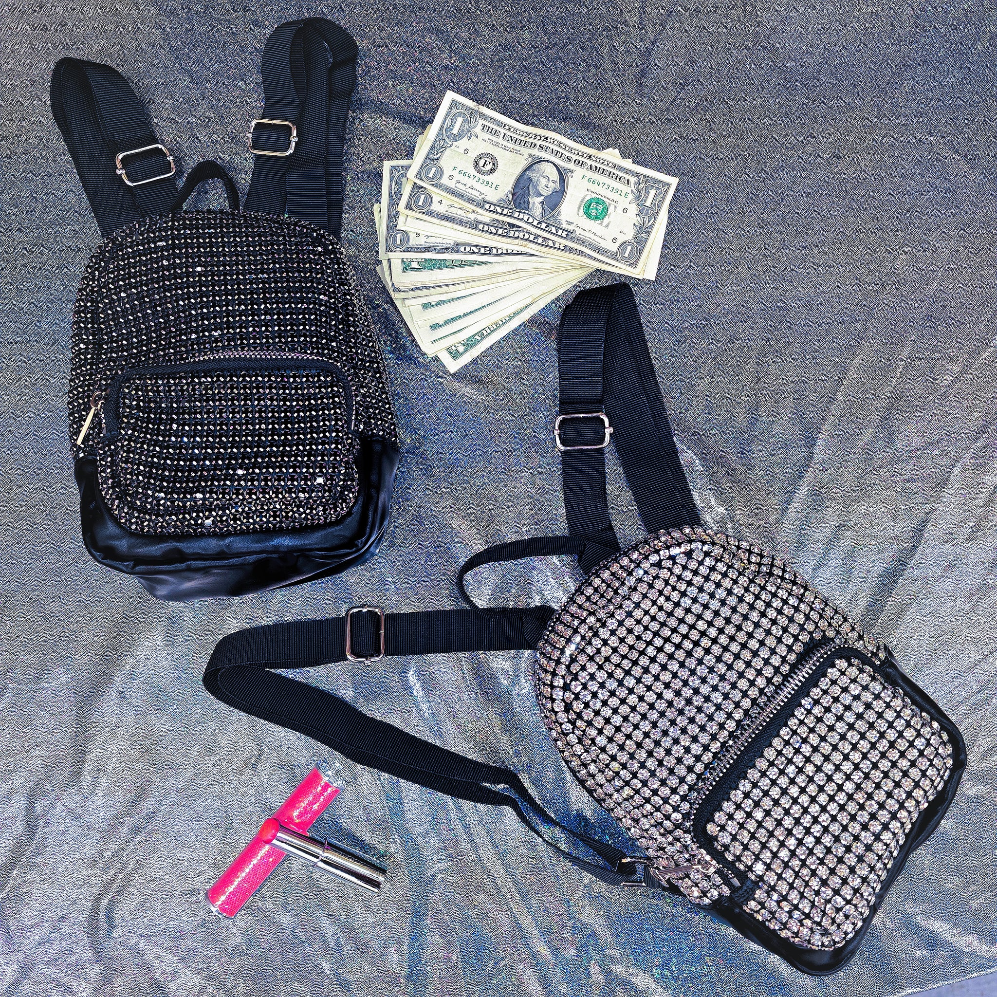 Rhinestones Mini Backpack Money Bag