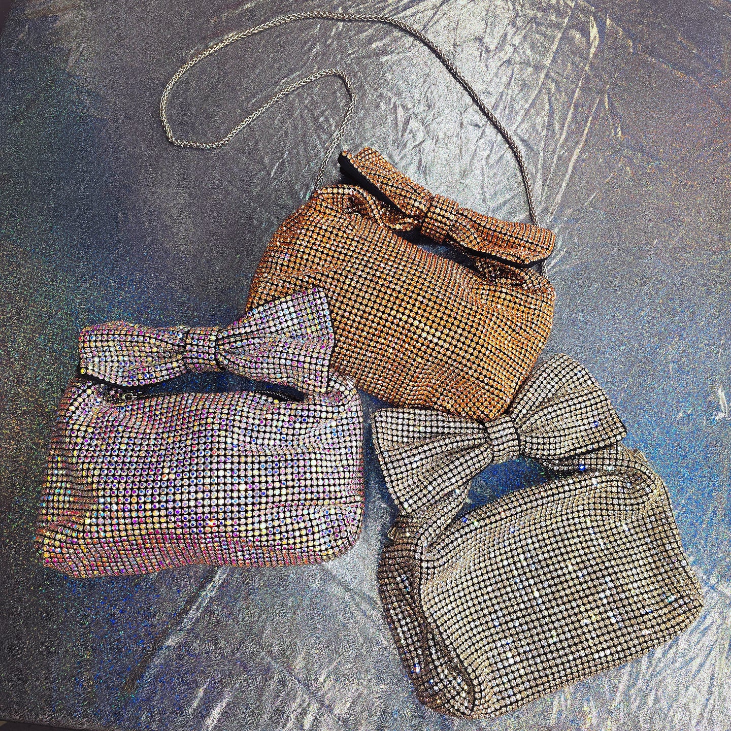 Multicolors Bow Rhinestones Money Bag