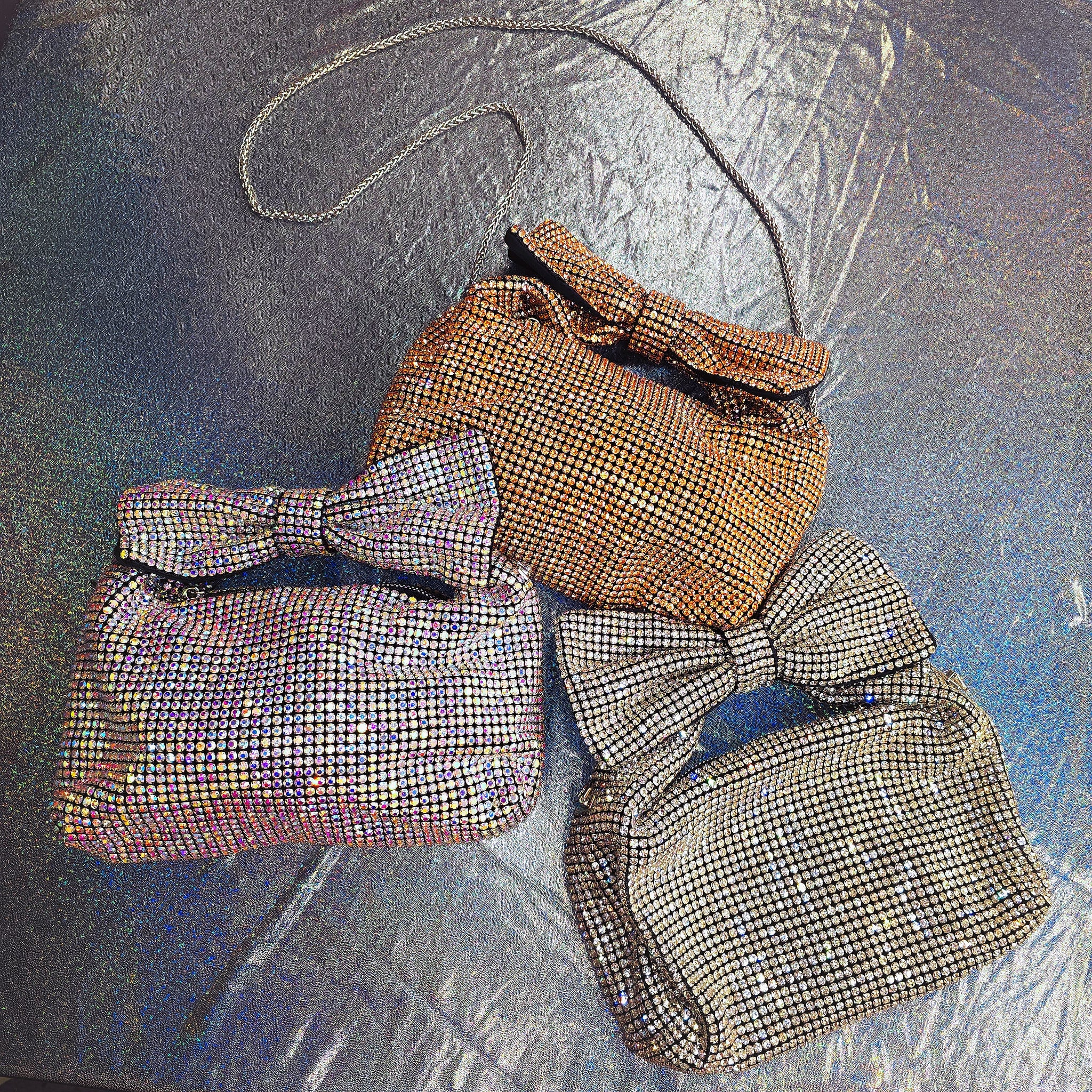 Multicolors Bow Rhinestones Money Bag