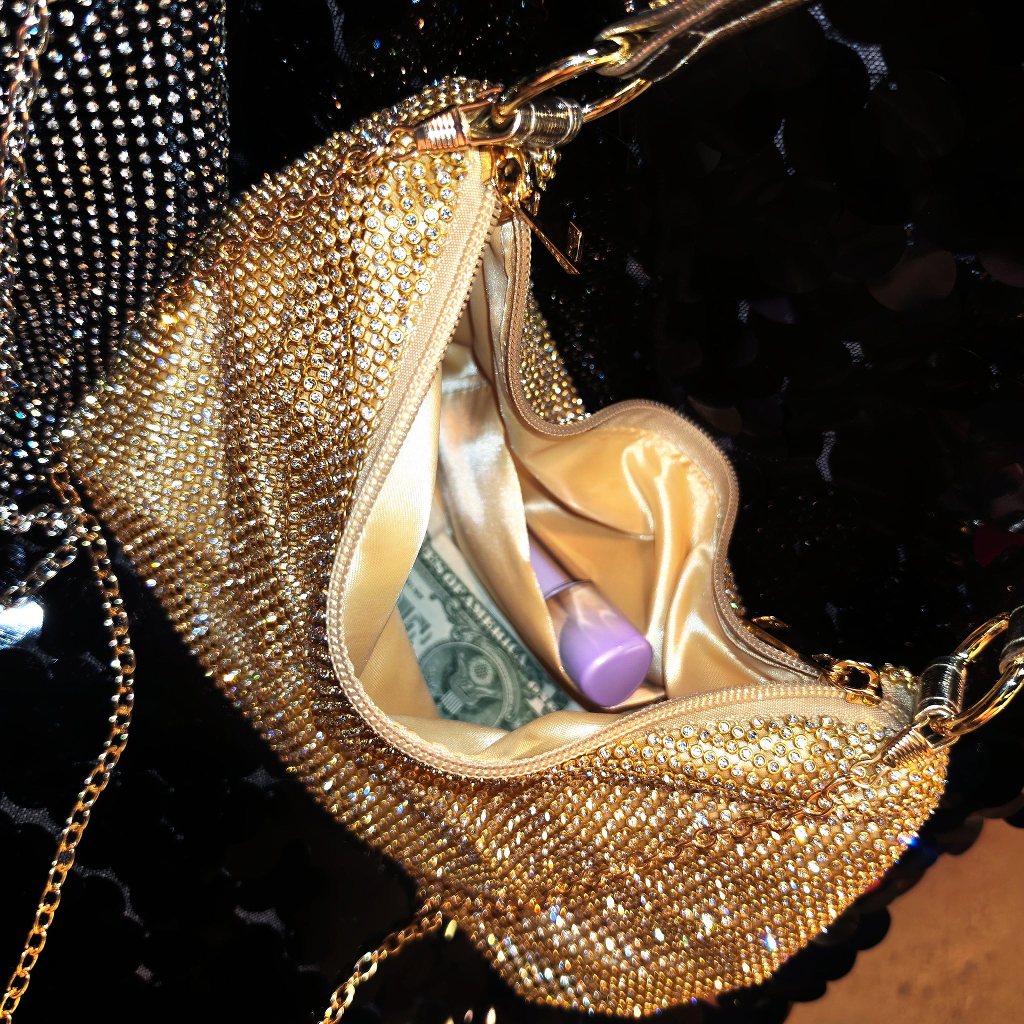 Chain Rhinestones Shoulder Money Bag