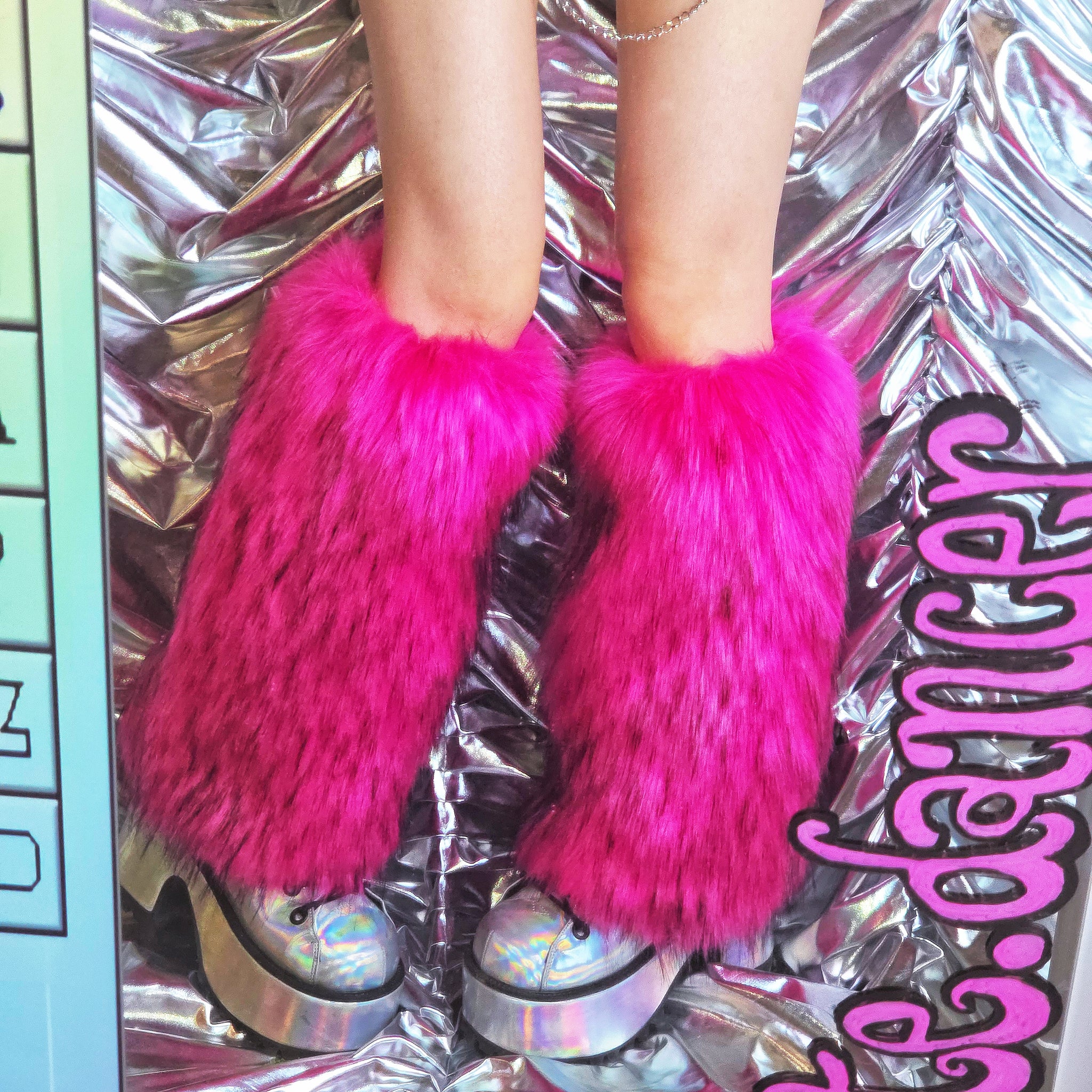 Thick Multicolors Striped Furry Leg Warmers