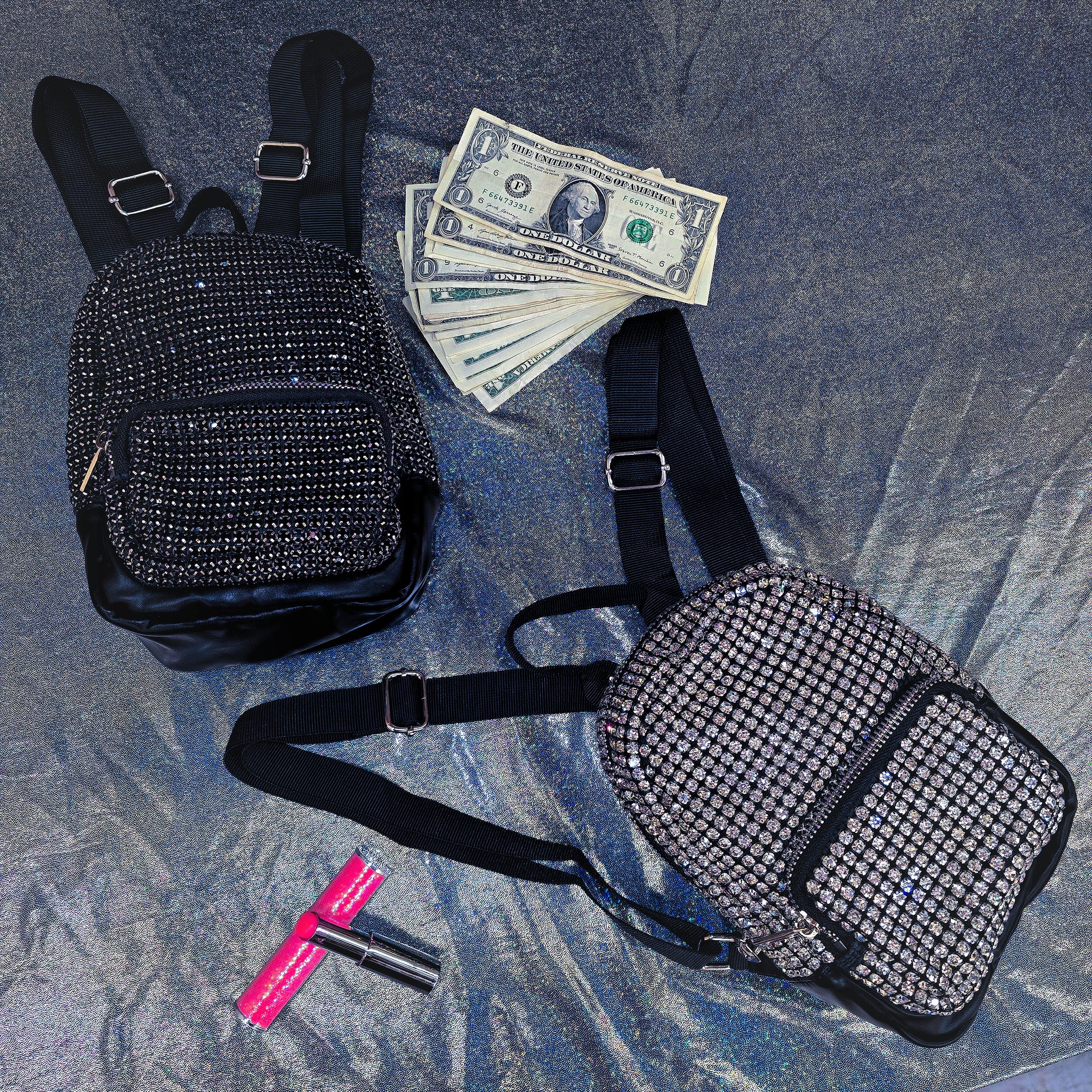 Rhinestones Mini Backpack Money Bag