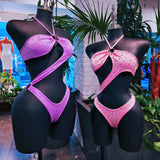 Pink & Purple Rhinestones Bodysuit Dancewear ( Size L )