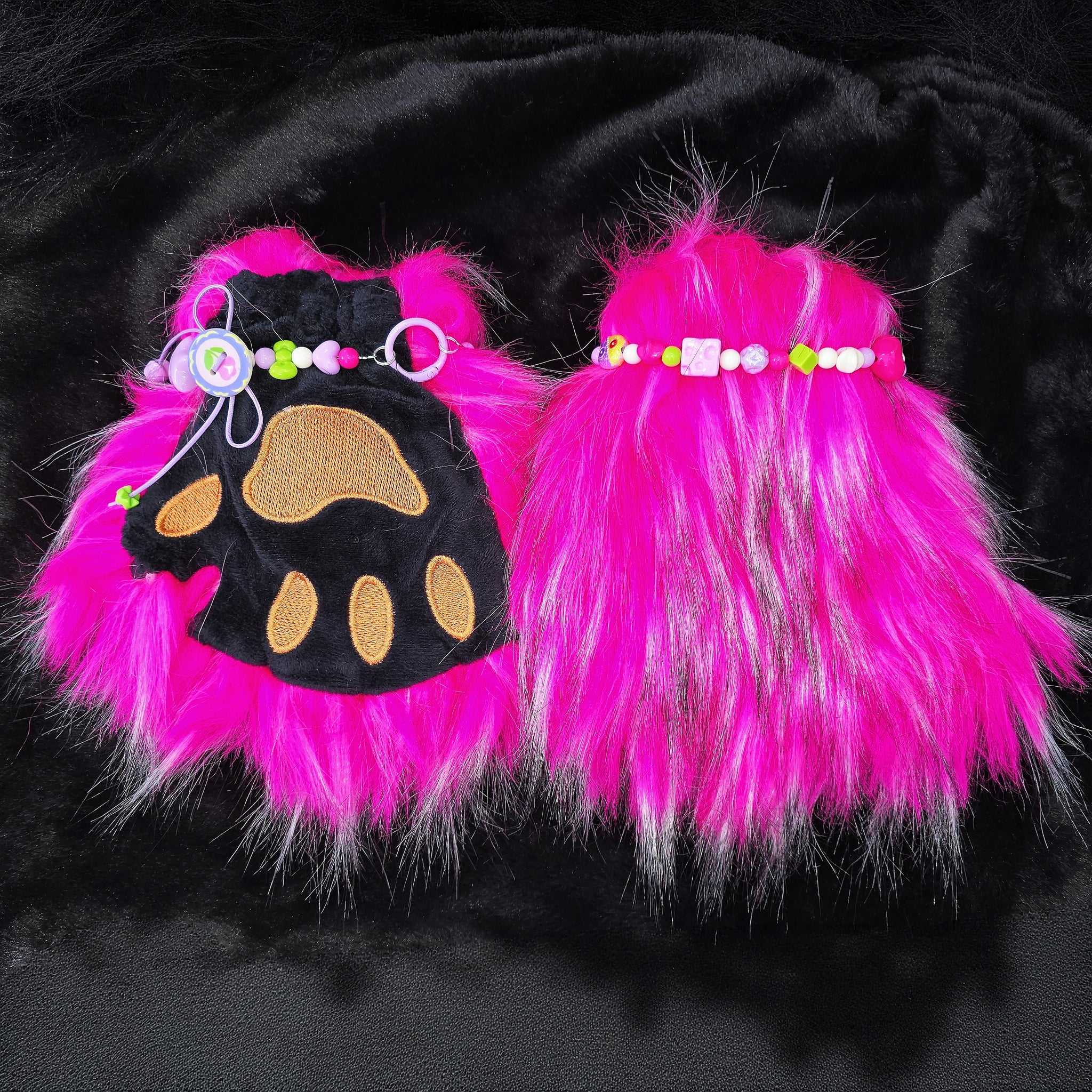 Multicolors Furry Paw Gloves