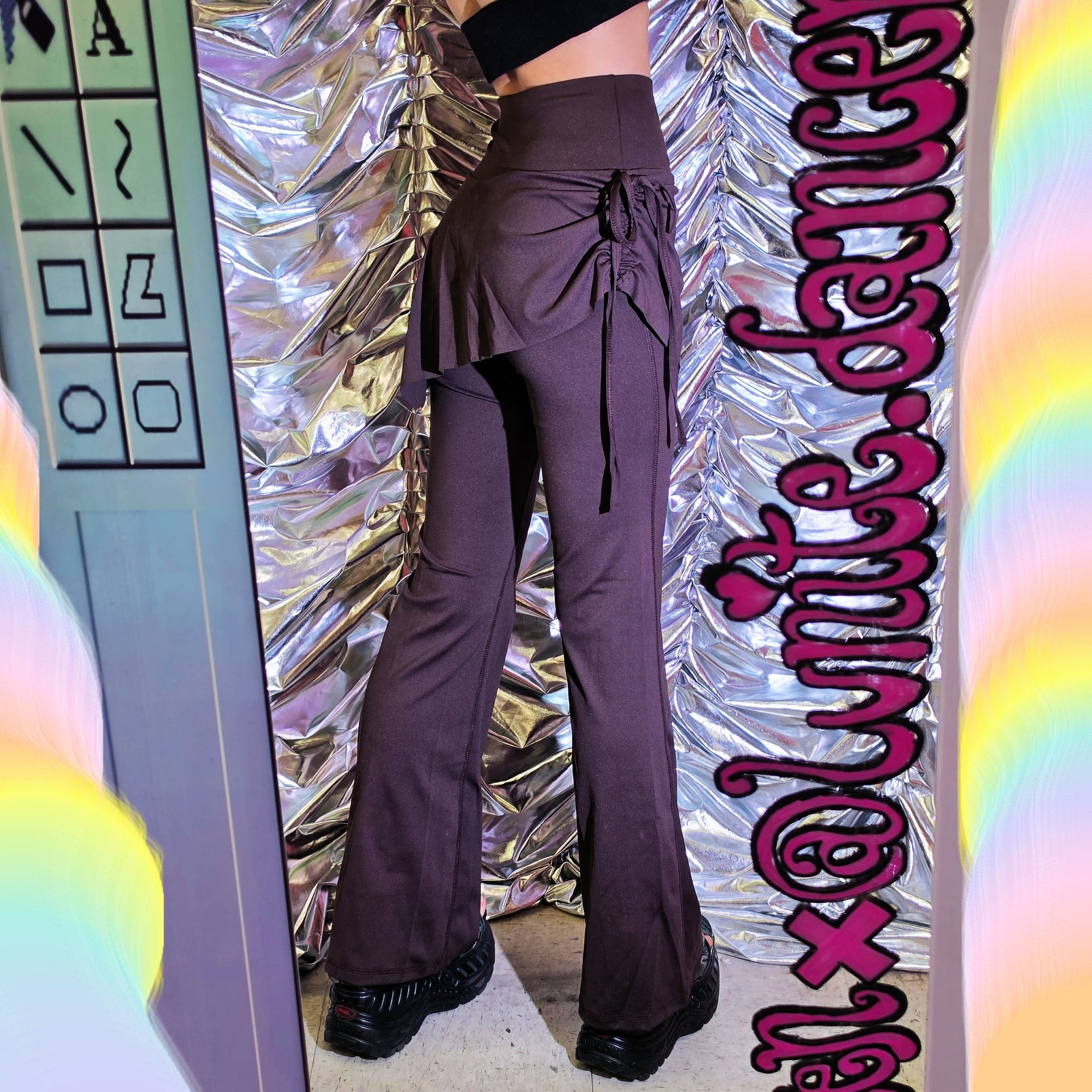 Multicolors Flare Yoga Pants w/ Skirt