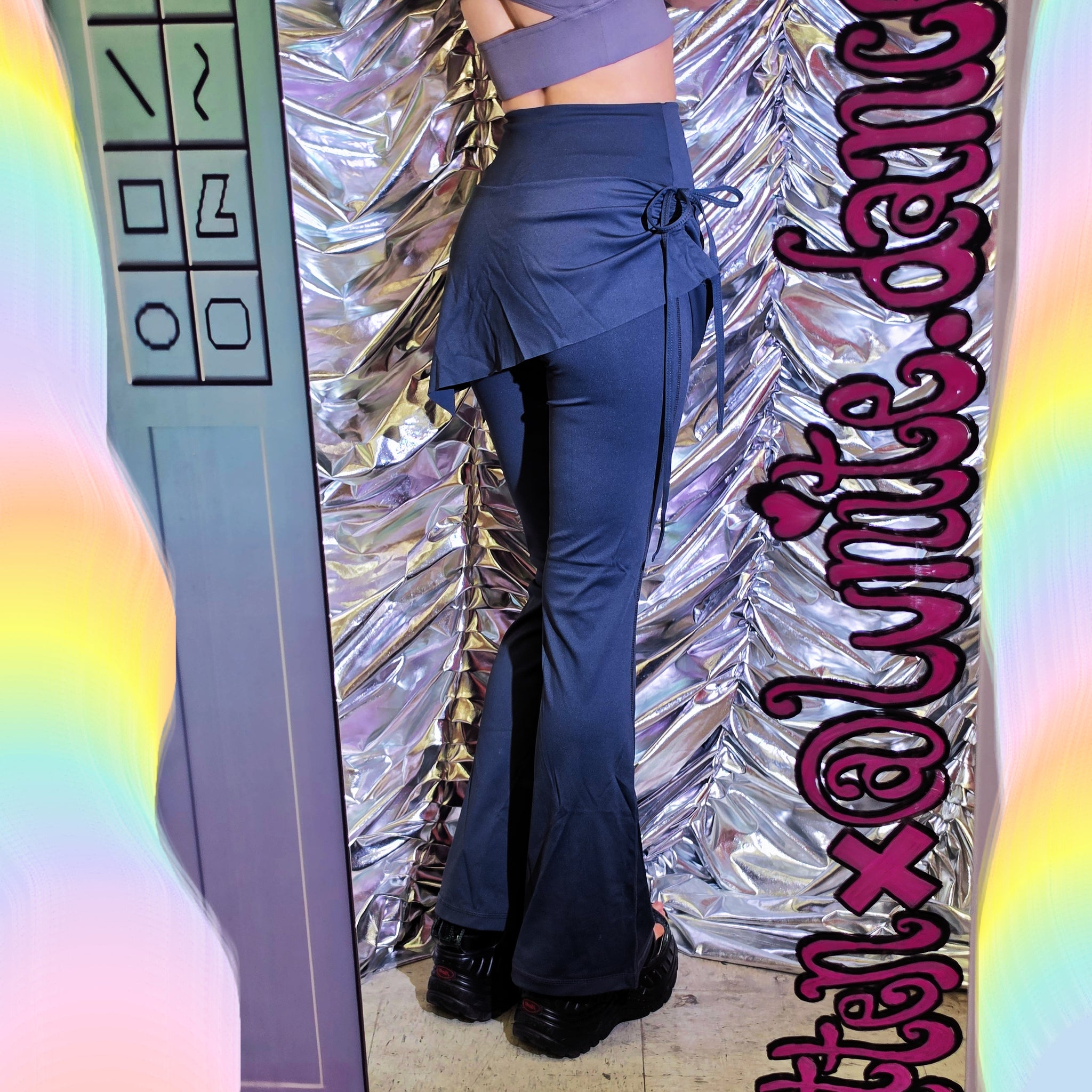 Multicolors Flare Yoga Pants w/ Skirt