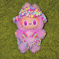Litbibu Kandi Rave Girl Beaded Bikini + Bucket Hat + Tutu Skirt Set Doll Clothes