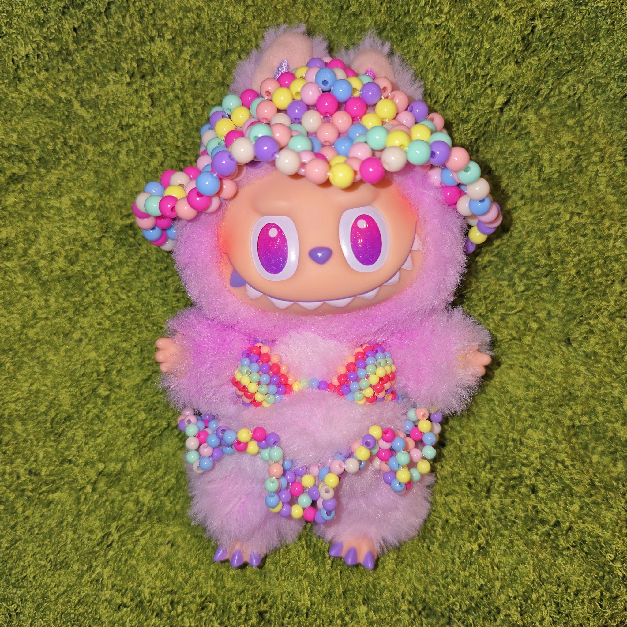 Litbibu Kandi Rave Girl Beaded Bikini + Bucket Hat + Tutu Skirt Set Doll Clothes