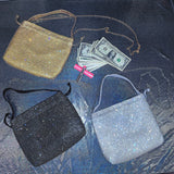 Drawstring Handle Chain Dancer Rhinestones Money Bag