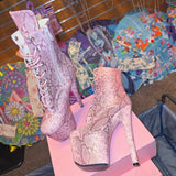 7 Inches Snake Print Multicolors Ankle Boots