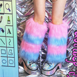 Thick Multicolors Striped Furry Leg Warmers