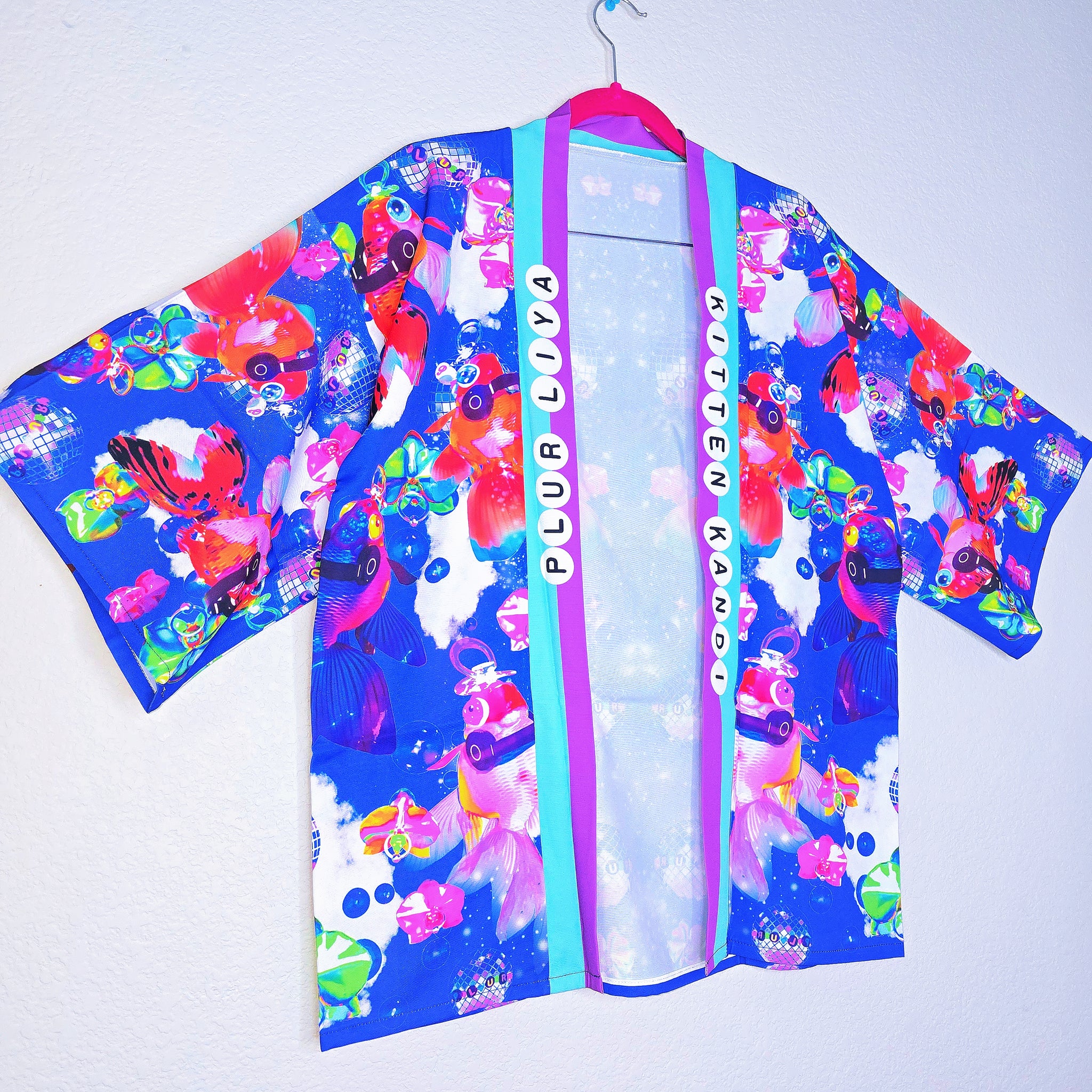 Disco Oranda Goldfish Navy Blue Kimono Jacket