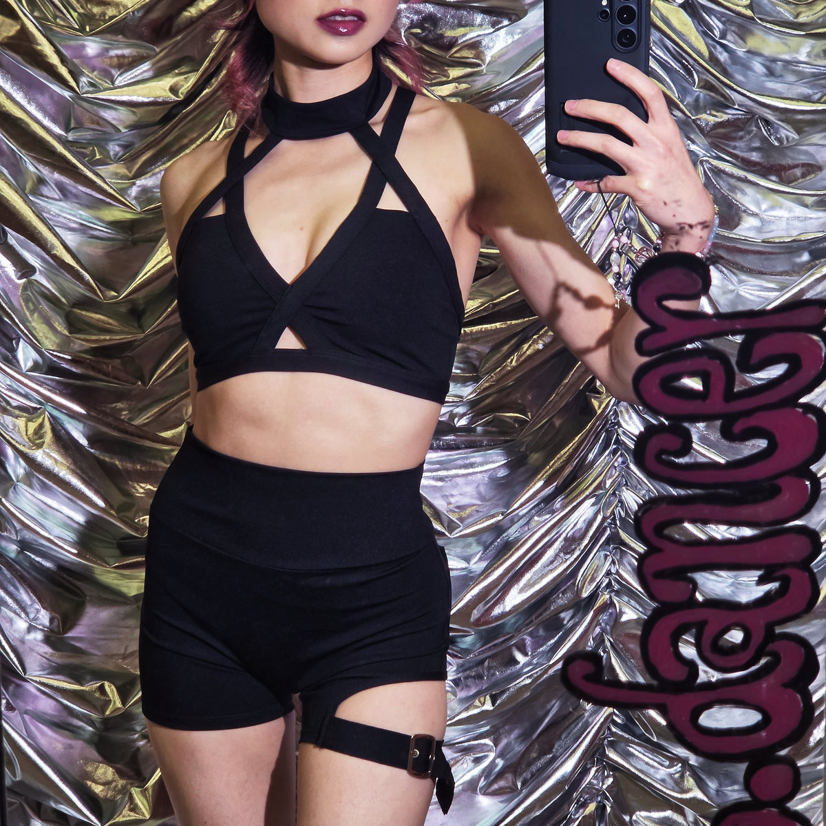 Sexy Black Straps Workout Set