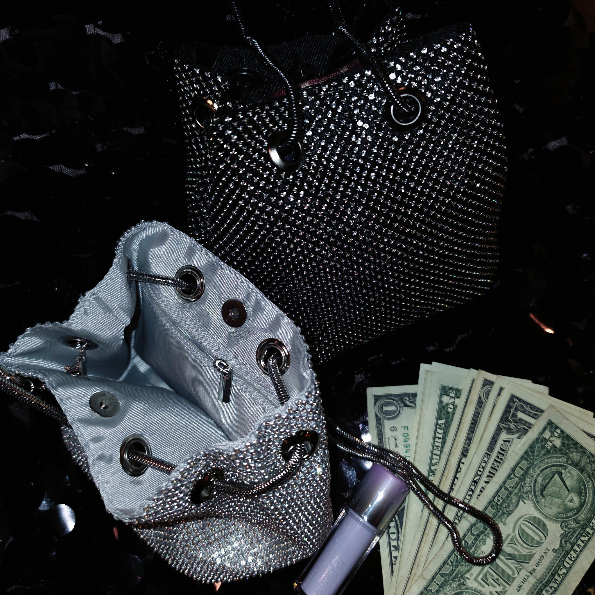 Long Straps Small Rhinestones Money Bag
