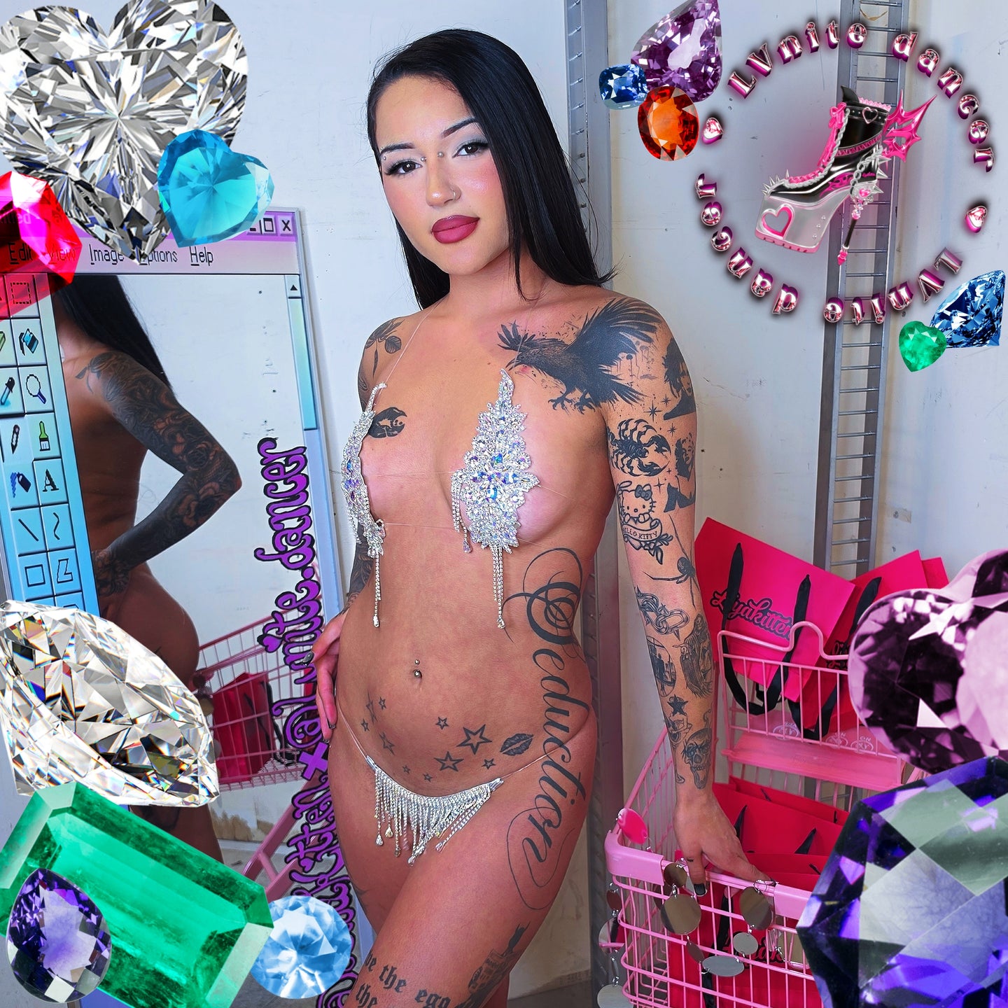 Jewel Micro Bikini Clear Strings Set