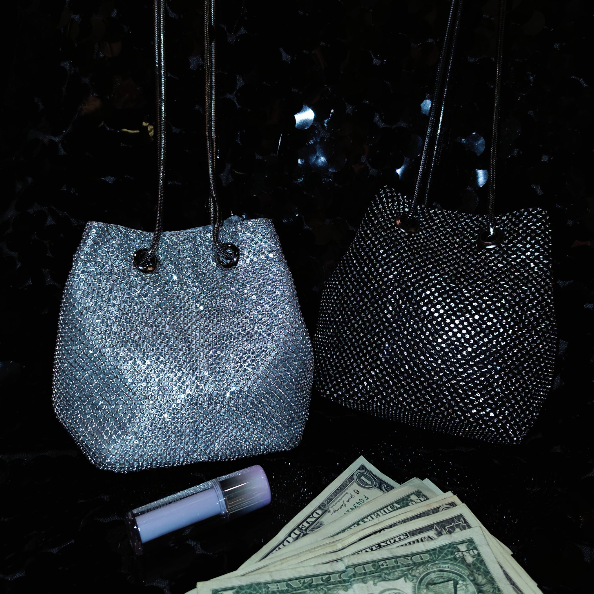 Long Straps Small Rhinestones Money Bag