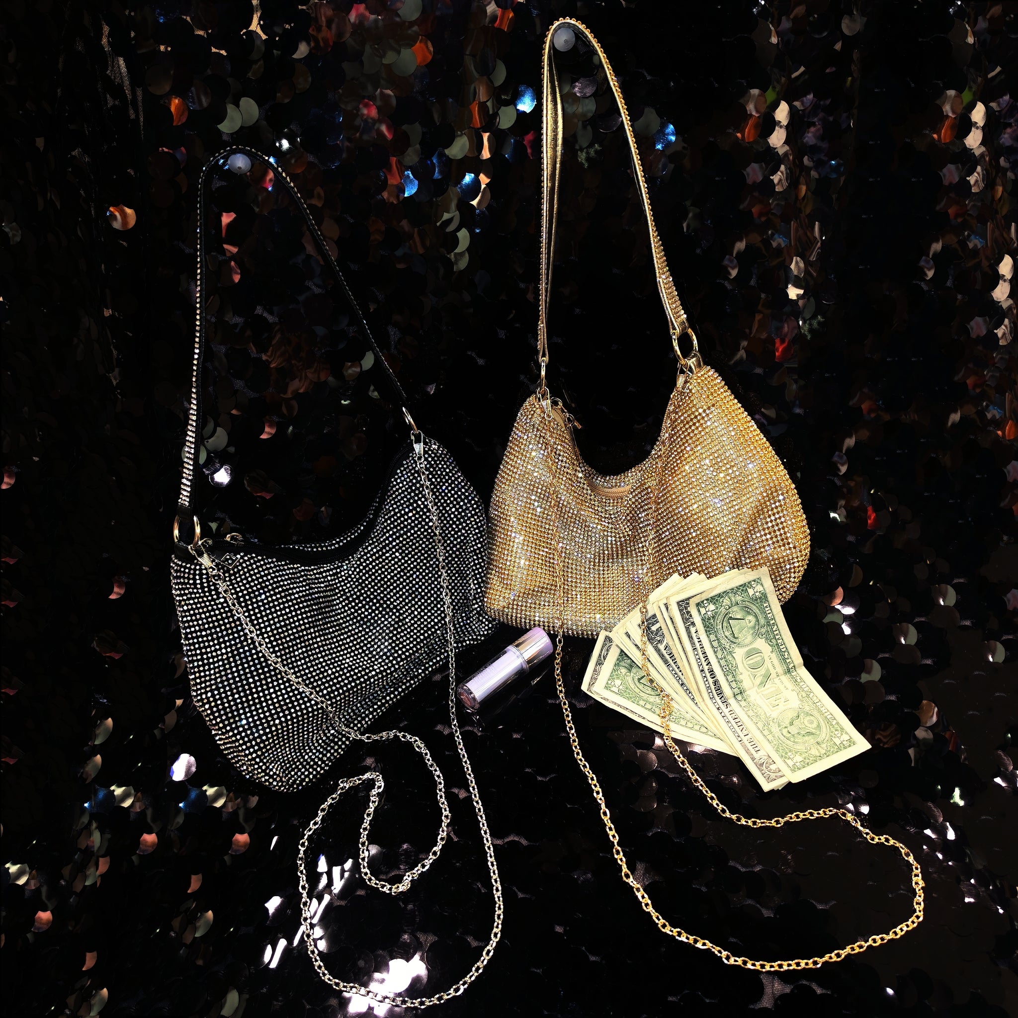 Chain Rhinestones Shoulder Money Bag