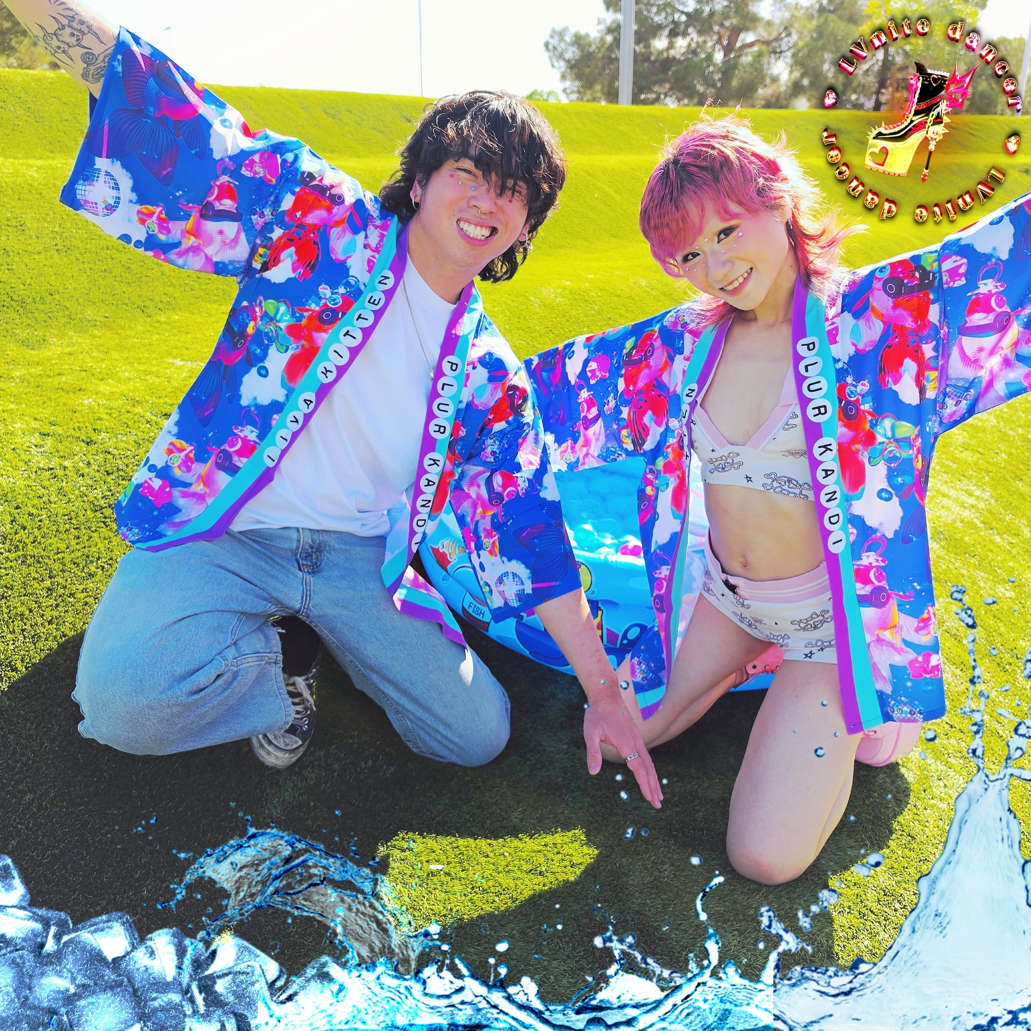 Disco Oranda Goldfish Navy Blue Kimono Jacket