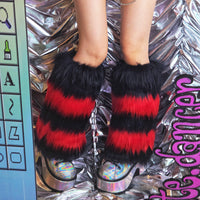Thick Multicolors Striped Furry Leg Warmers