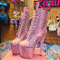 7 Inches Snake Print Multicolors Ankle Boots