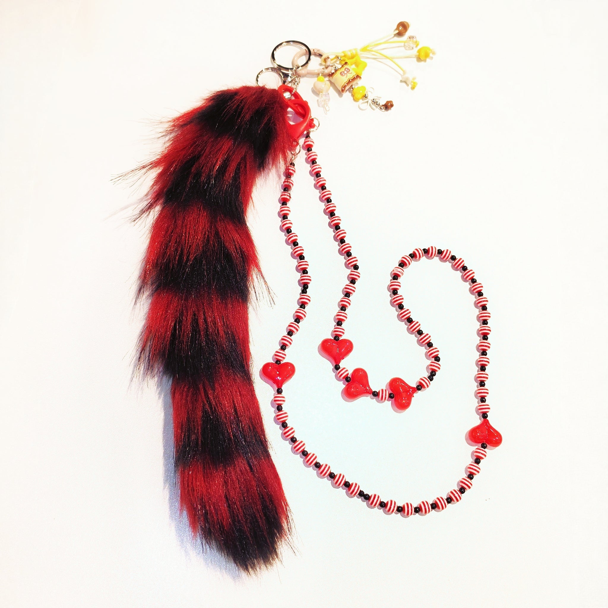 Beaded Furry Tail Keychain