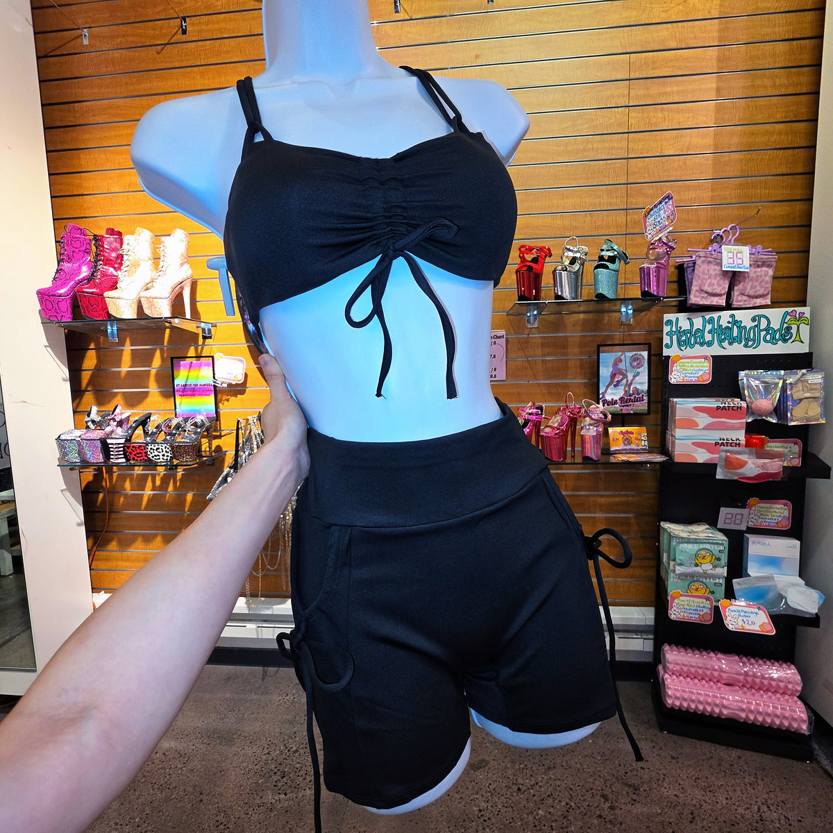 (SIZE S-XXL) Black Bows Workout Set