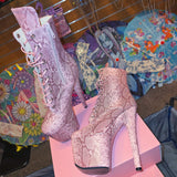 7 Inches Snake Print Multicolors Ankle Boots