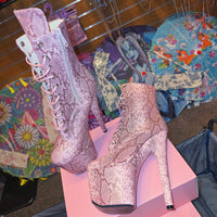 7 Inches Snake Print Multicolors Ankle Boots