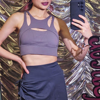 Sexy Black/Grey Workout Sport Top