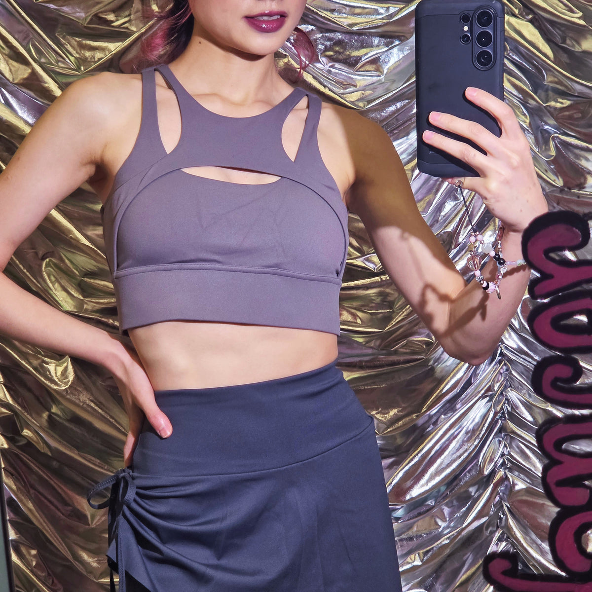 Sexy Black/Grey Workout Sport Top