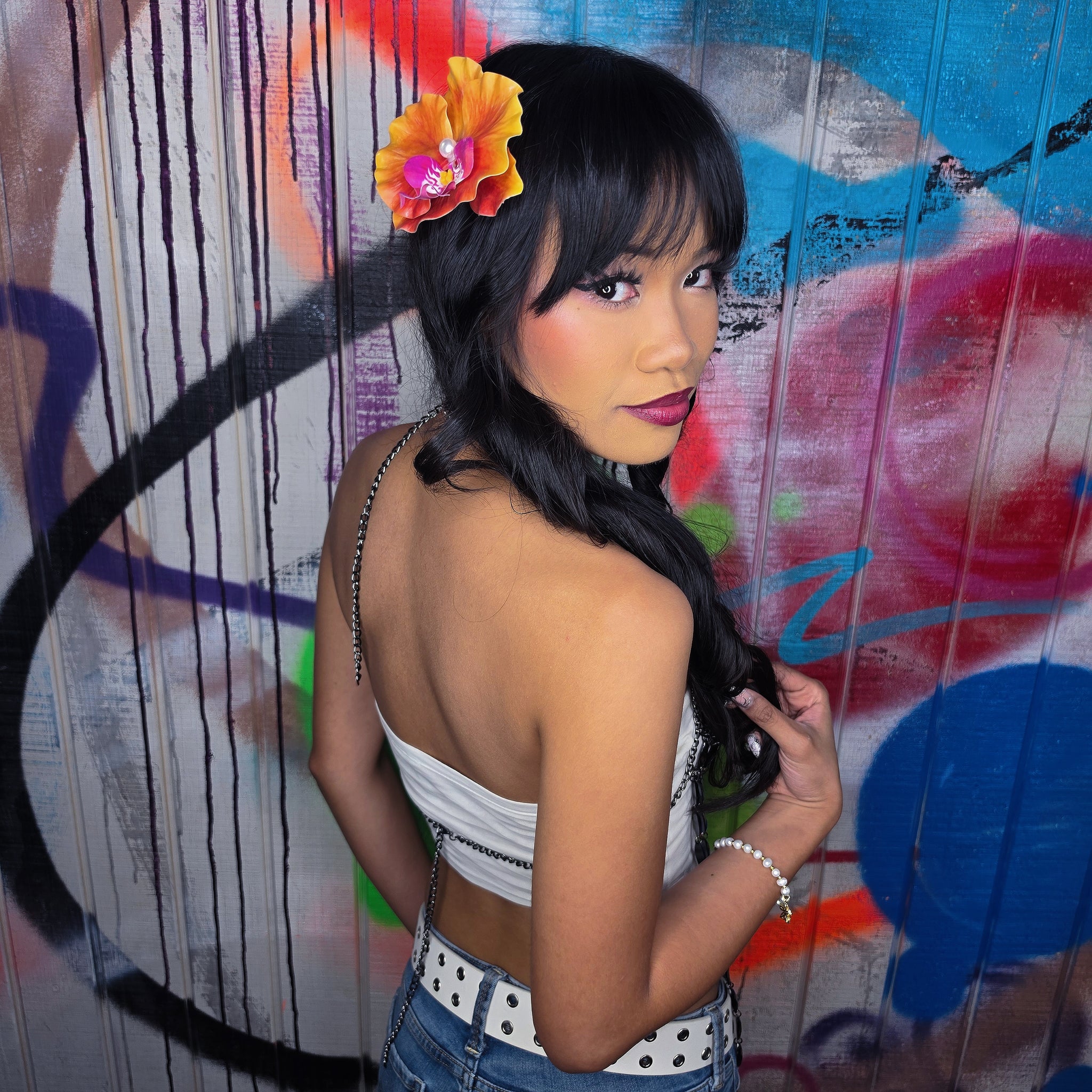Chained Jewel Strip Halter Top