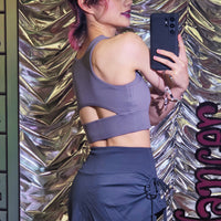 Sexy Black/Grey Workout Sport Top