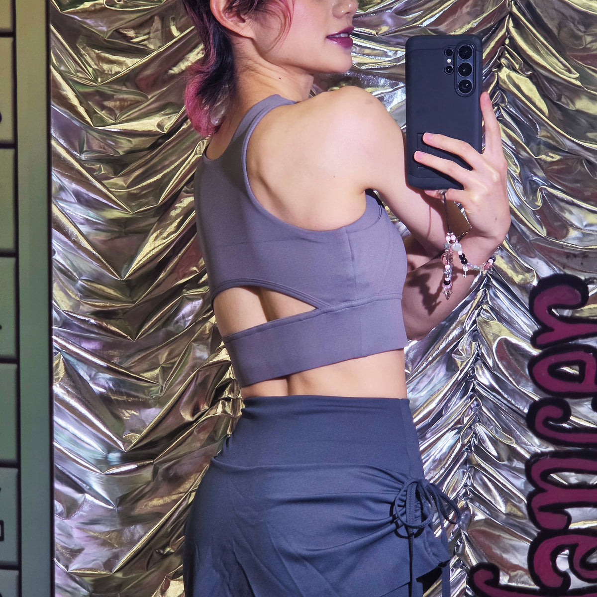 Sexy Black/Grey Workout Sport Top