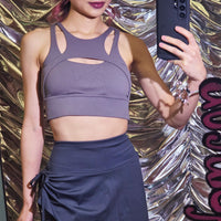 Sexy Black/Grey Workout Sport Top