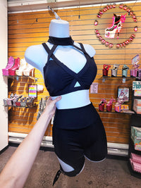 Sexy Black Straps Workout Set