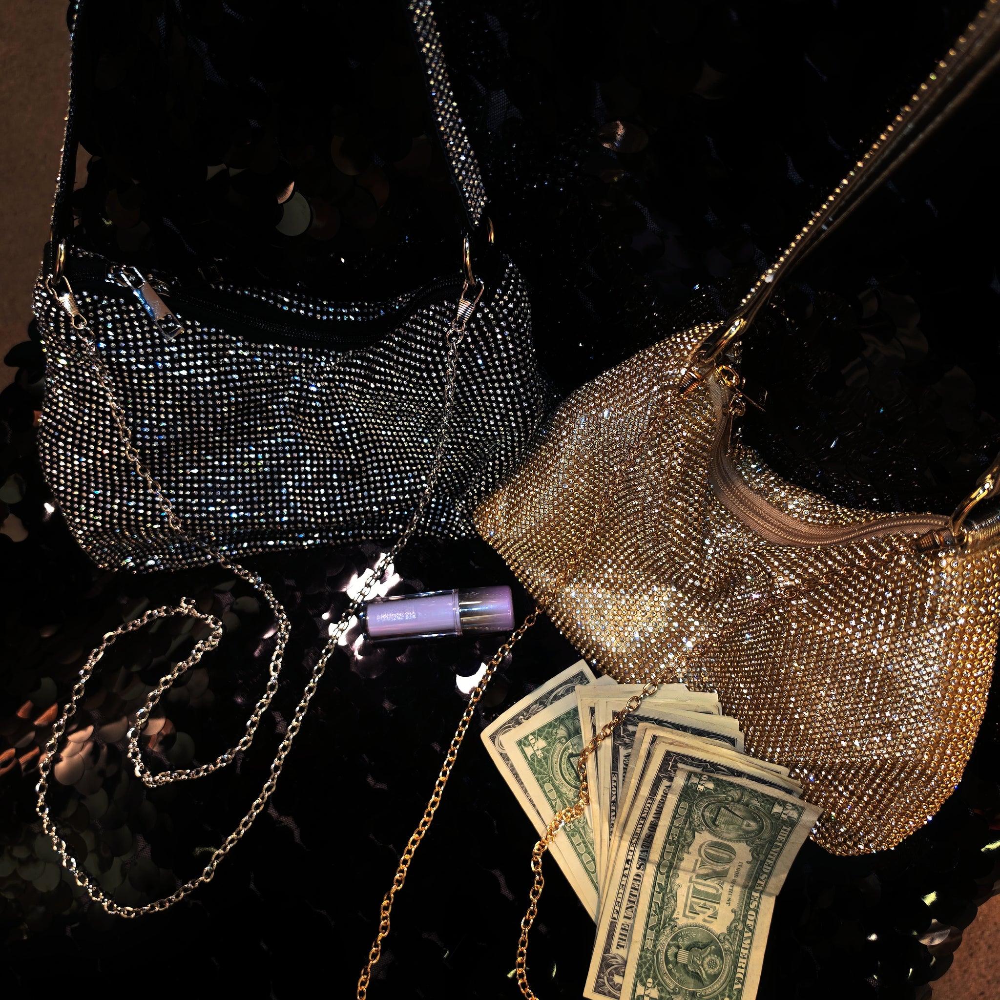 Chain Rhinestones Shoulder Money Bag
