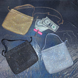 Drawstring Handle Chain Dancer Rhinestones Money Bag