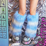 Thick Multicolors Striped Furry Leg Warmers