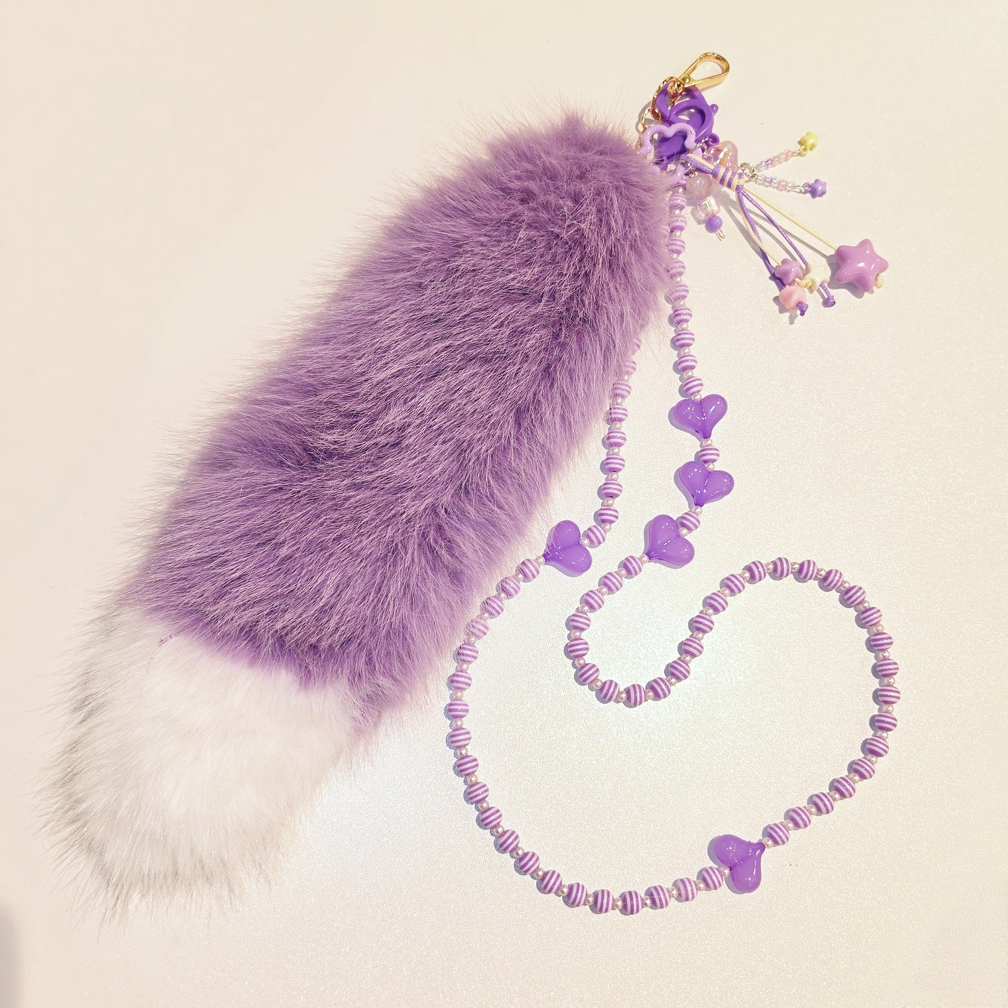 Beaded Furry Tail Keychain