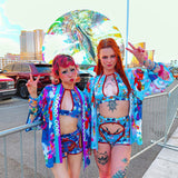 Disco Oranda Goldfish Baby Blue Kimono Jacket
