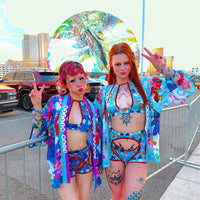 Disco Oranda Goldfish Baby Blue Kimono Jacket